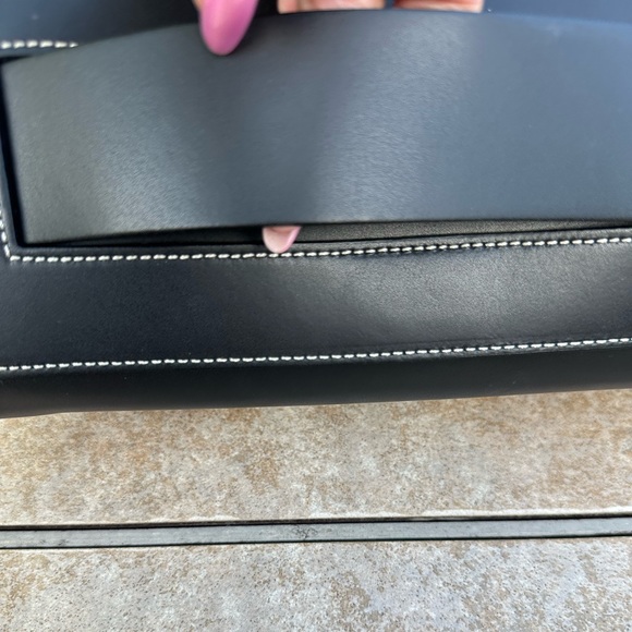 Alberta Di Canio Black Clutch with White Stitching